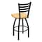 Holland Bar Stool Co 30" Swivel Bar Stool, Black Wrinkle, Nat Oak Seat 41030BWNatOak - alternate 2